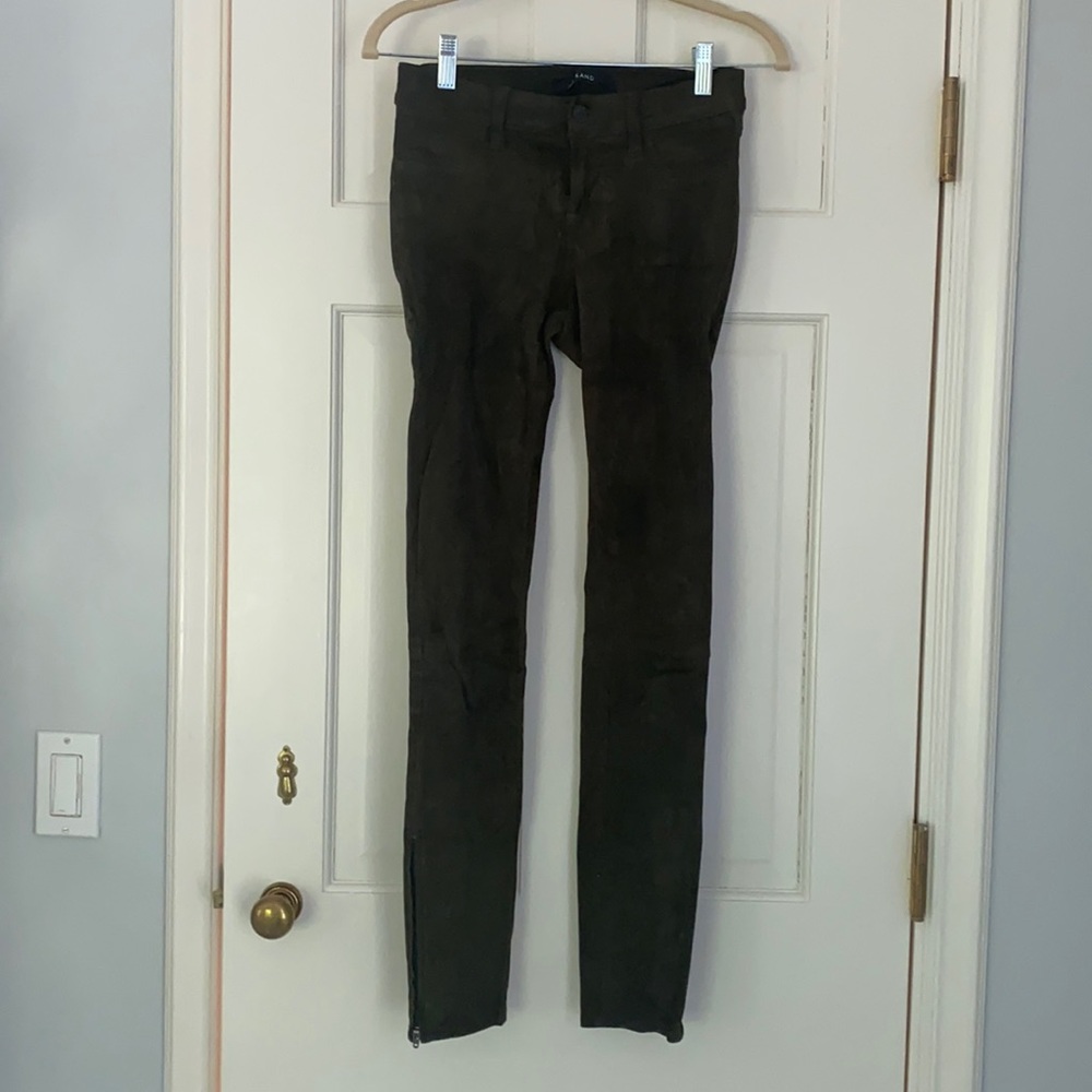 J Brand Suede Skinny Jeans with Leg Zips
